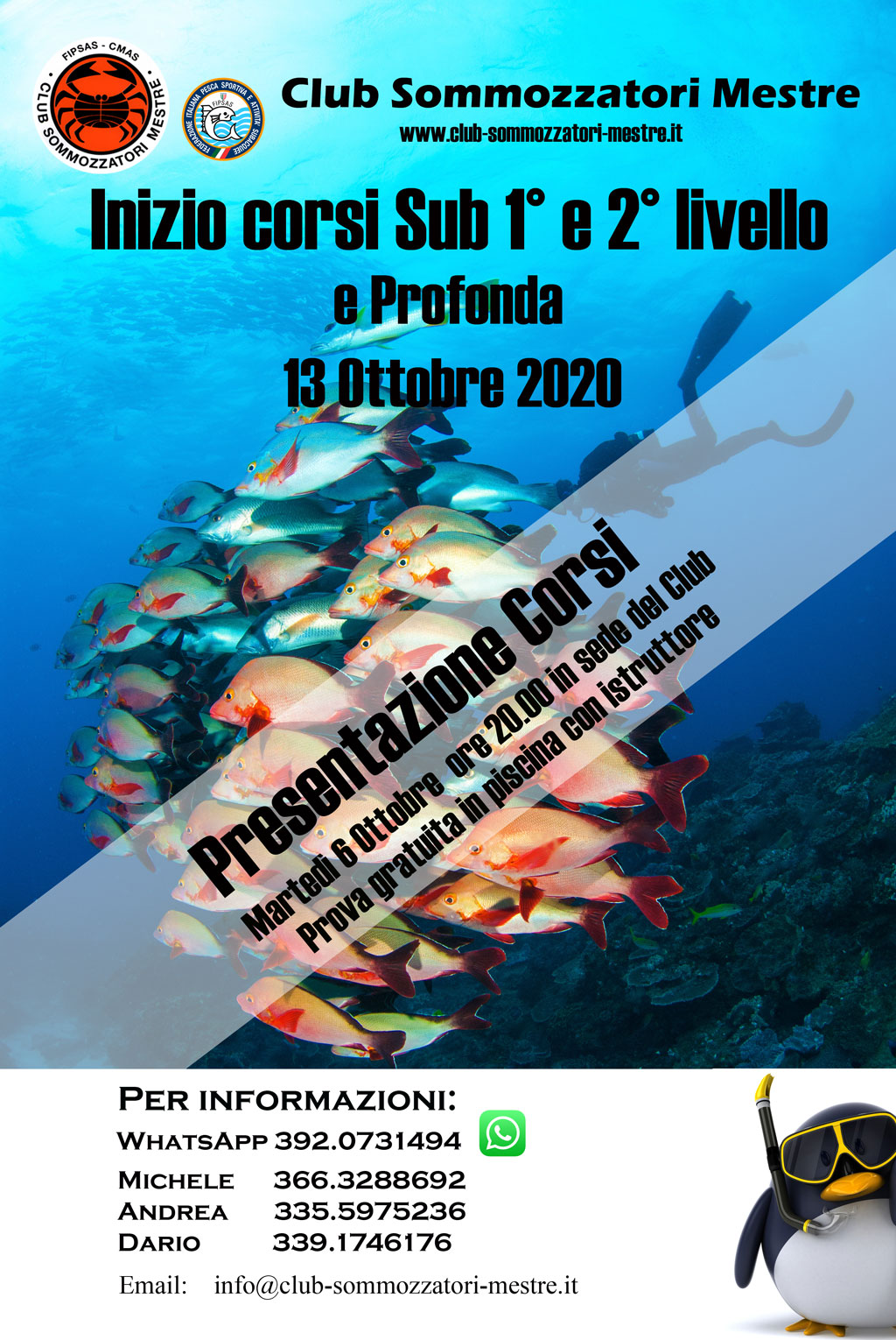 Inizio Corsi ARA  1° e 2°  e Profonda - Ottobre 2020